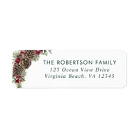 Rustic Winter Botanical Pine Cones Return Address Label