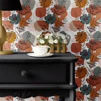 Abstract Autumn Floral Pattern Wallpaper