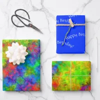 [Atomic Tie-Dye] Set of Psychedelic Rainbow Color Wrapping Paper Sheets