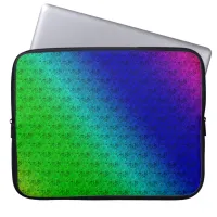 Floral Blue Green Rainbow Gradient Diagonal Blend Laptop Sleeve