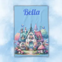 Pink & Blue Fairy Cottage Core Monogram on Blue | Kitchen Towel