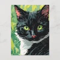 Adorable Black and White Cat Postcard