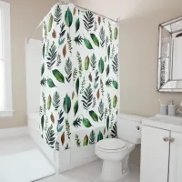 Green Foliage Botanical Nature  Shower Curtain