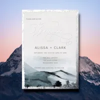 Elegant Watercolor Landscape Adventure Wedding Foil Invitation