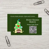 QR Code Gnome Hometown Bakery Dark Green Business Card