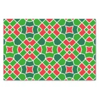 Green Red and White Christmas Geometric Pattern Tissue Paper