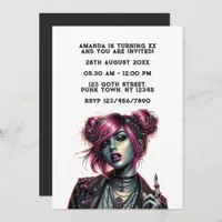 Gothic Punk Girl Birthday Party Invitation