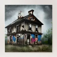 Abandoned Old House Spray Paint Graffiti Jigsaw Puzzle