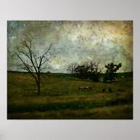 Horse Pasture Grunge Poster