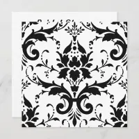 Black Damask & White Background Bridal Shower Inv Invitation