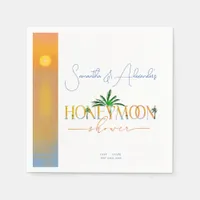 Tropical Beach Sunset Honeymoon Fund Couple Shower Napkins