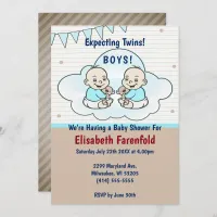 Expecting Twin Boys in Cloud Baby Shower Invitation