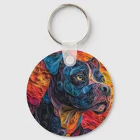 Colorful Cane Corso Dog Portrait Keychain