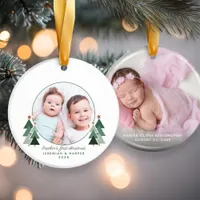 Brother's First Christmas Cute Trees 2 Photos Ceramic Ornament