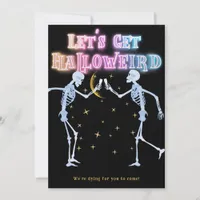 Skull Neon Halloween Halloweird Dancing Skeletons Invitation