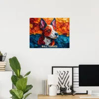 Bull Terrier Paper Quilling Art Dog Portrait Poster