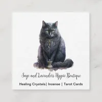 Black Cat Witch's Familiar  Square Business Card