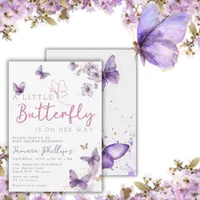 Little Butterfly Is On Her Way Baby Shower Floral Invitation