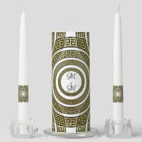 Greek Key Meander in Geometric Symmetry Monogram Unity Candle Set