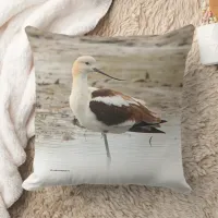 Stunning American Avocet Wading Bird at the Beach Throw Pillow