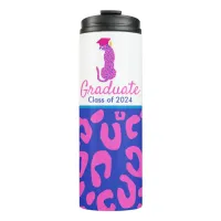 Graduation Pink Leopard wearing cap Thermal Tumbler