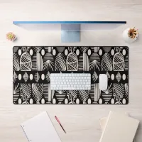 Caribbean Tribal Mudcloth: Black, White, Desk Mat