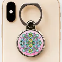 Purple, Pink Butterflies and Flowers Mandala Phone Ring Stand
