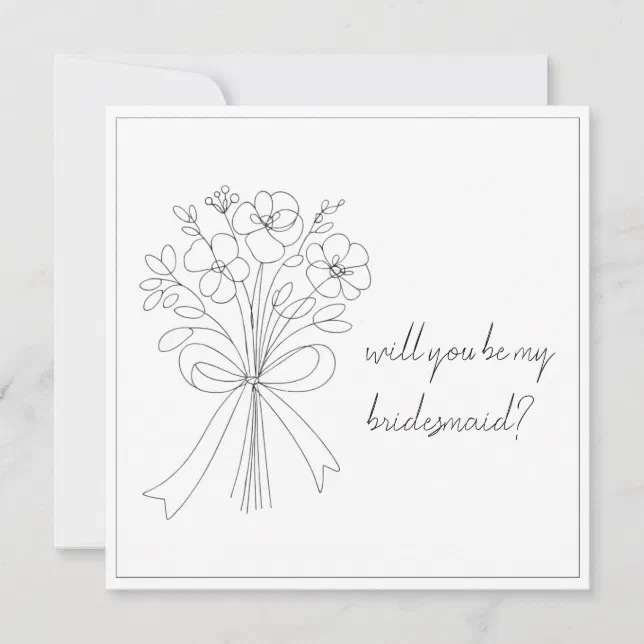 whimsical drawn bow & flower bridesmaid proposal  invitation