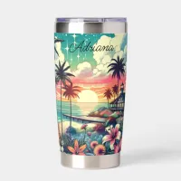 Pink and Turquoise Paradise | Beach Art Insulated Tumbler