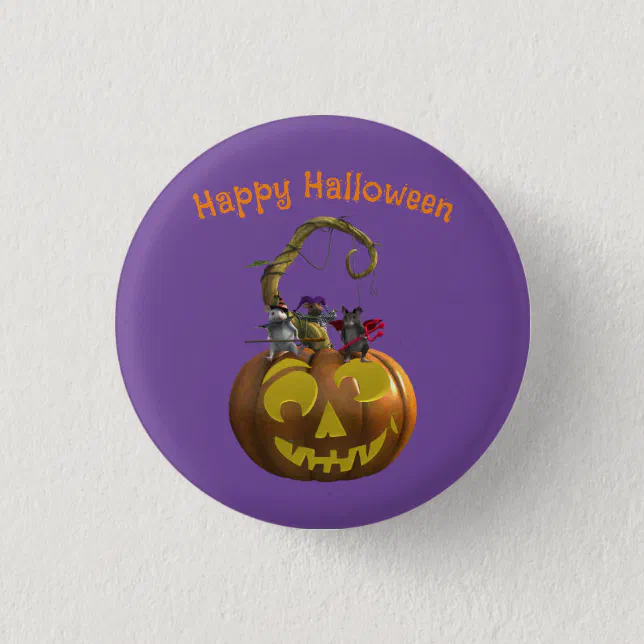 Cute Halloween Mouse Trio Button