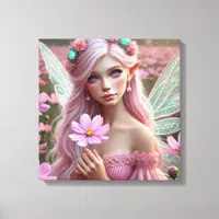 Beautiful October Fairy in Cosmos Canvas Print