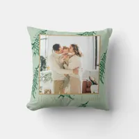 Sage green Pagoda Merry Christmas Tree 1-Photo  Throw Pillow