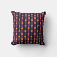 Halloween Dots and Stripes Festive Throw Pillow