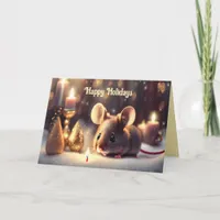 Cute mouse celebrates Christmas  - Holiday Card