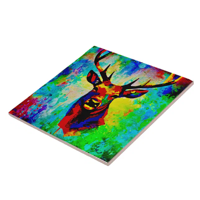 majestic deer - Proud stag Ceramic Tile