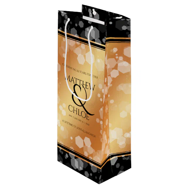 Elegant 7th 22nd 49th Copper Wedding Anniversary Wine Gift Bag