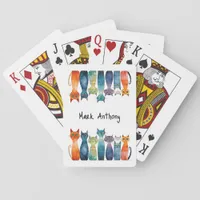 Whimscial Quirky Watercolor Cats Poker Cards