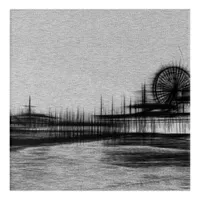 White Noise Santa Monica Pier Acrylic Print