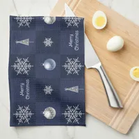 Festive Christmas Snowflakes, Ornaments and Trees Kitchen Towel