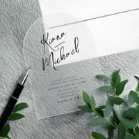 Love Calligraphy Wedding B&W Arch ID940 Acrylic Invitations