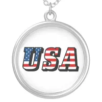 USA Flag Text Necklace