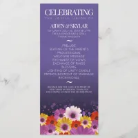 Elegant Daisies Purple Glitter Wedding Program