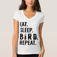 Eat Sleep Bird Repeat Birder's Bella Fitted V-Neck T-Shirt