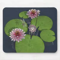 Pretty Pink Water Lily and Dragonfly Mouse Pad