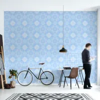 Pastel Blue Watercolor Geometric Wallpaper