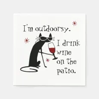 Outdoorsy Patio Wine Quote with Cat Napkins