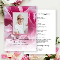 Pink Peony Flower Funeral Service Program