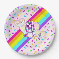 Personalized Unicorn, Rainbow and Butterfly Paper Plates