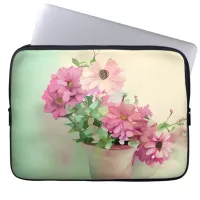 Pot of Pink Watercolor Flowers  Laptop Sleeve