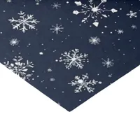 White Snowflakes on a Dark Blue Background Tissue Paper